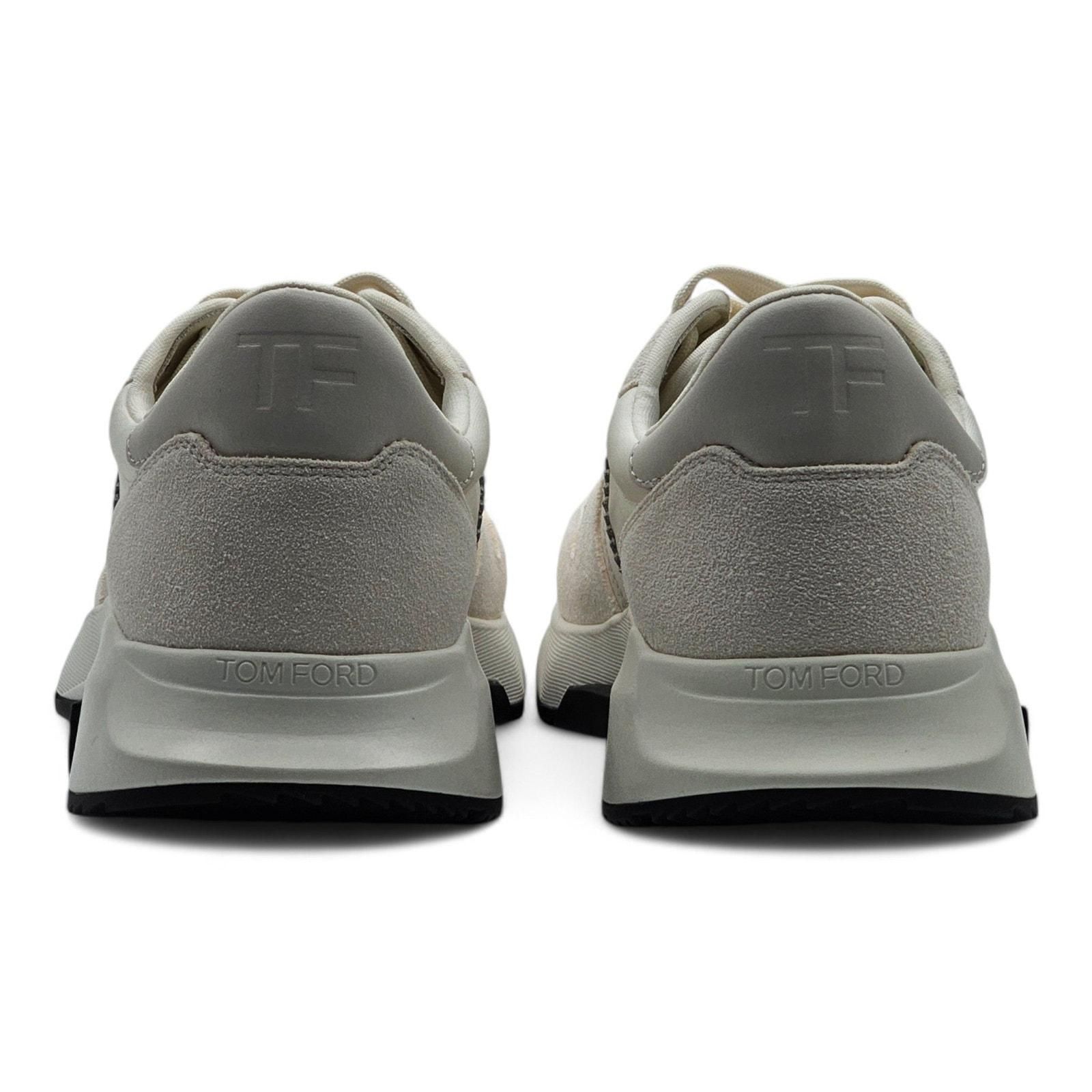 Tom Ford Jagga Leather-Trimmed Suede and Mesh Sneakers in White