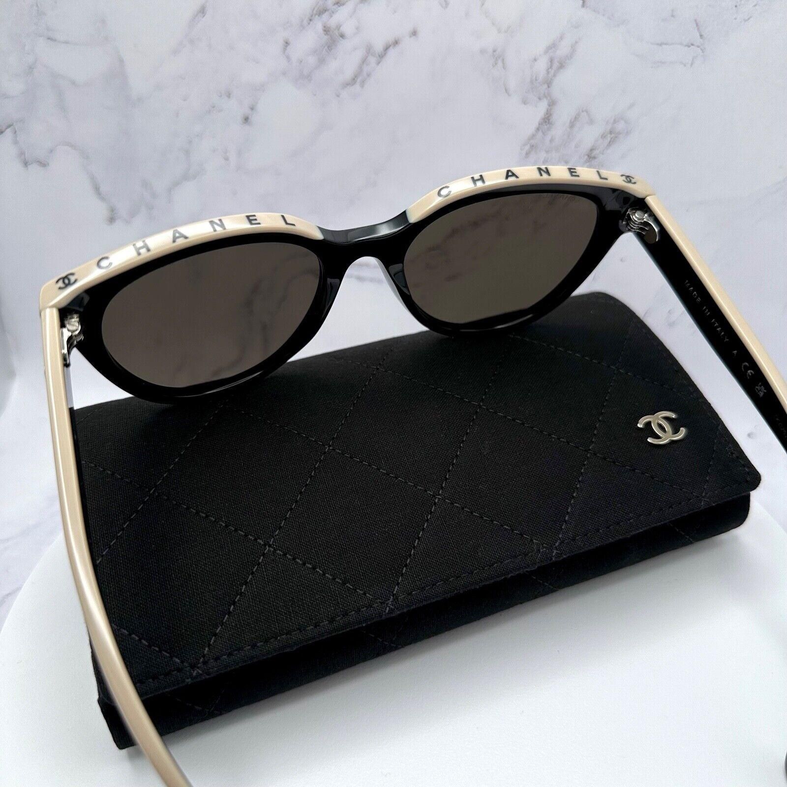 Chanel Black Beige New Sunglasses CHANEL Letter Top Frame