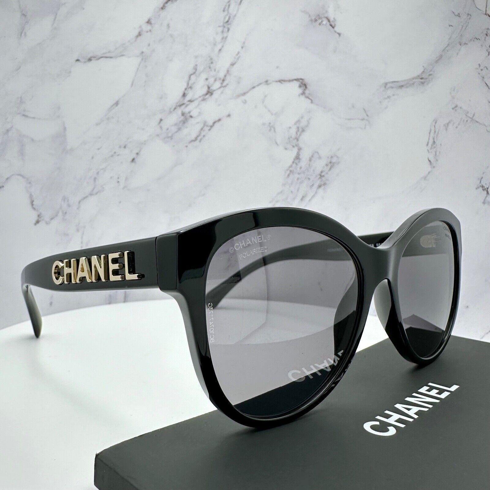 Chanel Sunglasses Polarized Black Acetate Pantos Gold 3D Chanel Sunglasses Polarized Black Acetate Pantos Gold 3D