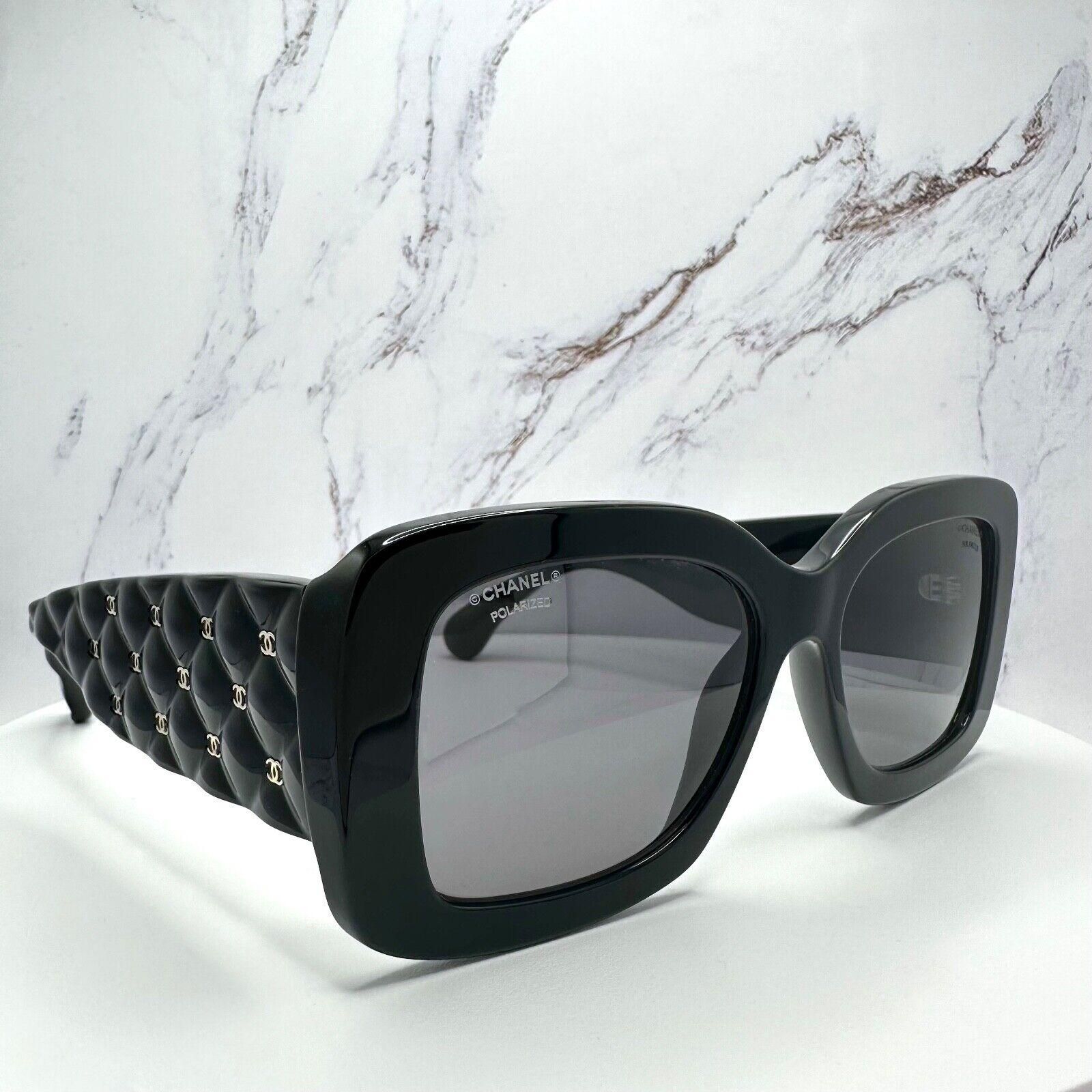 Chanel Sunglasses Black Polarized Rectangle Square Gold