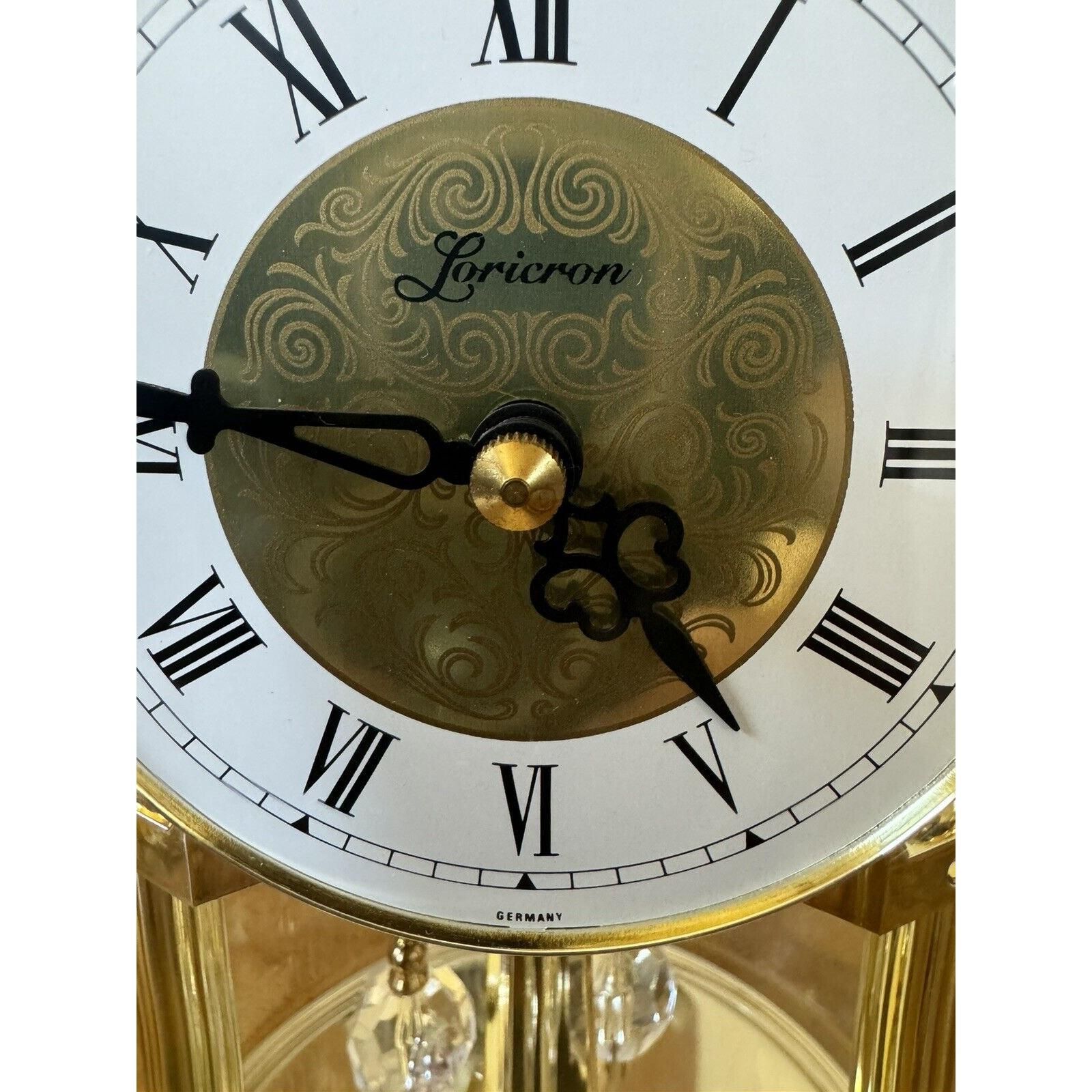 LORICRON Concordia ANNIVERSARY Dome CLOCK 9” Goldtone WORKS