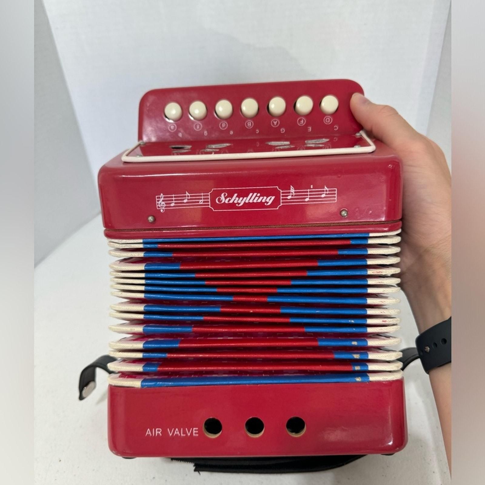Vintage 90s Schylling Toy Accordion Air Valve Music Instrument