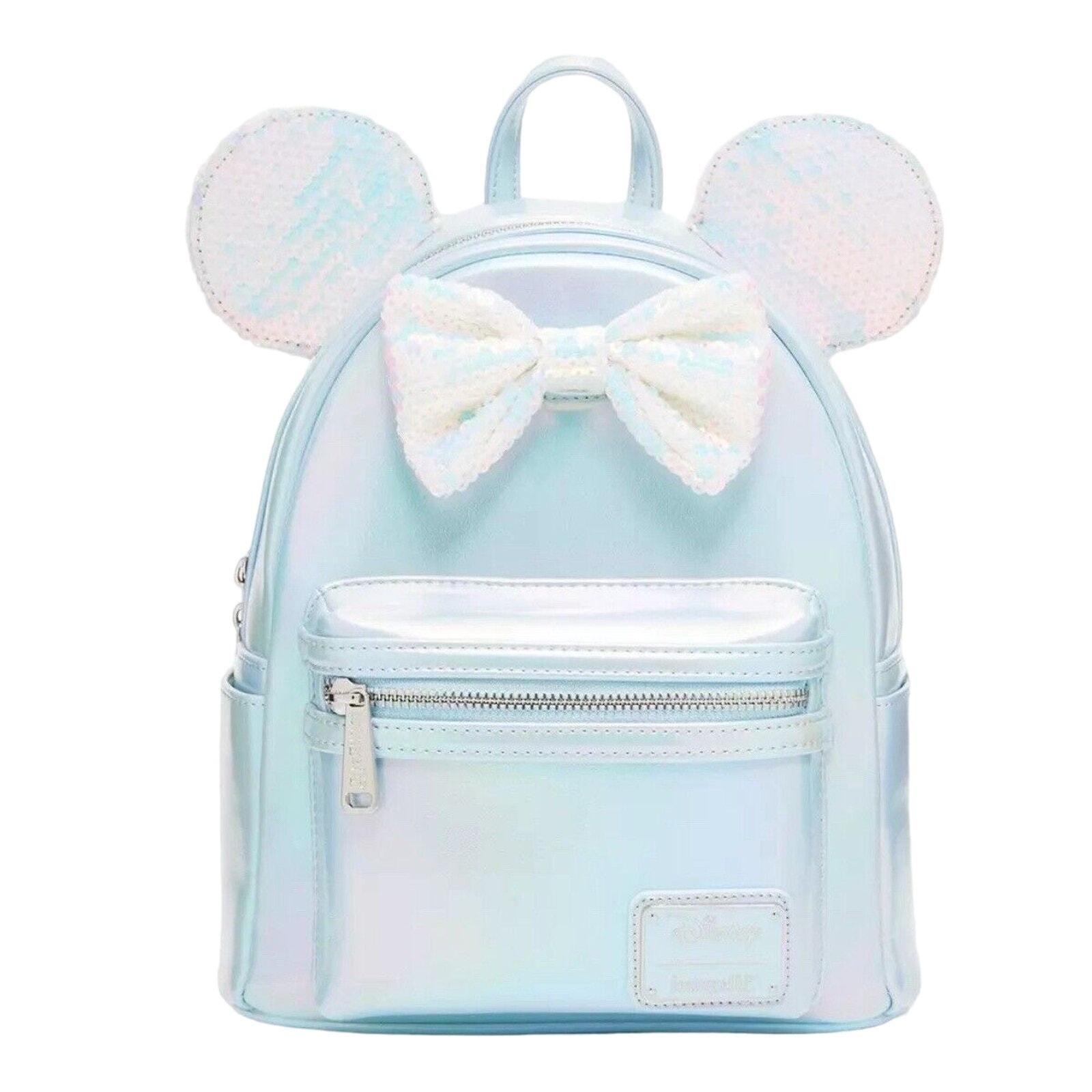 New Disney Parks Loungefly 100 shops Years Minnie Mouse Silver Drip Backpack Bag