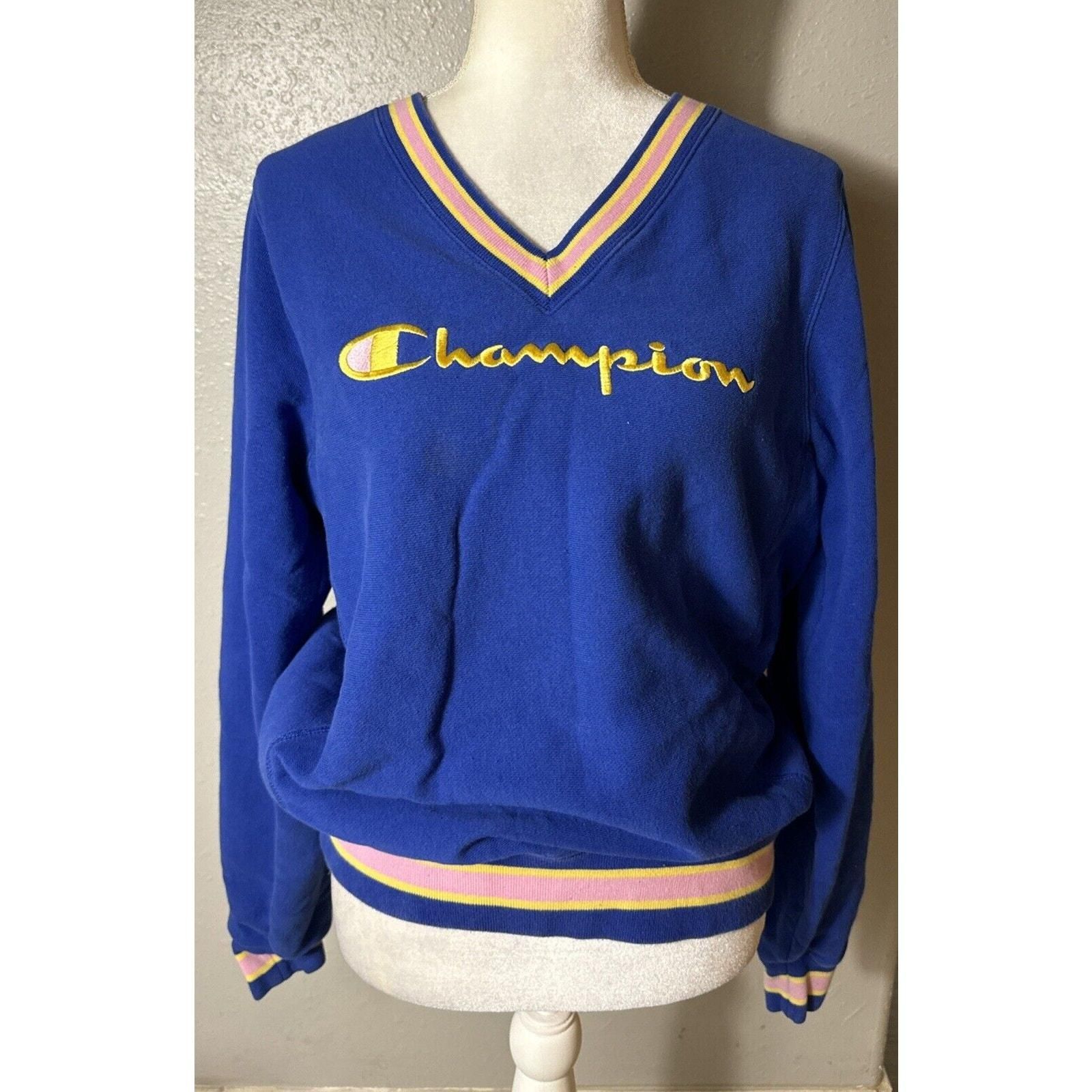 Champion y uo fleece v-neck sweatshirt blue sales