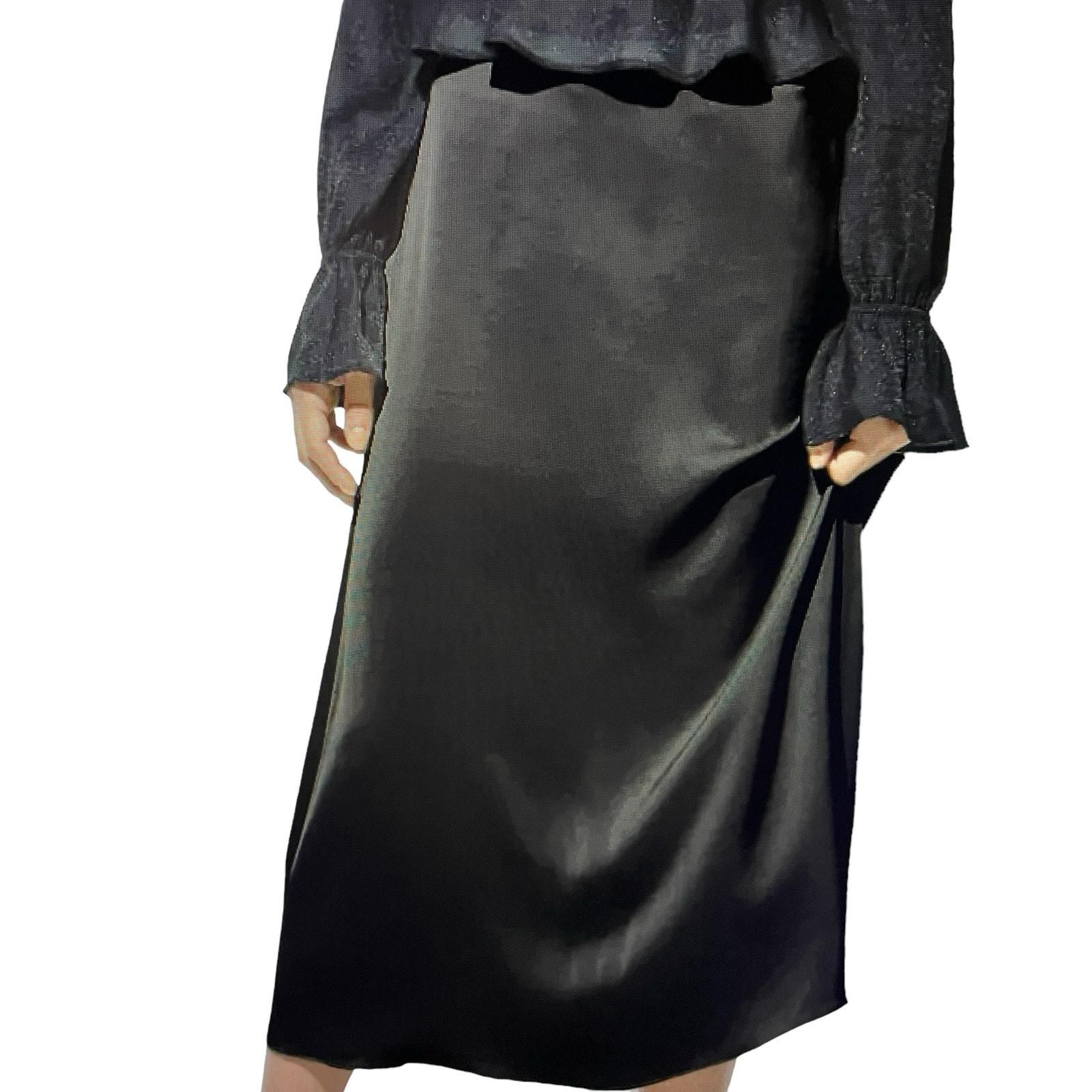 Slip Skirt Silk Black Midi Skirt For Work High Waisted Satin Midi Slip
