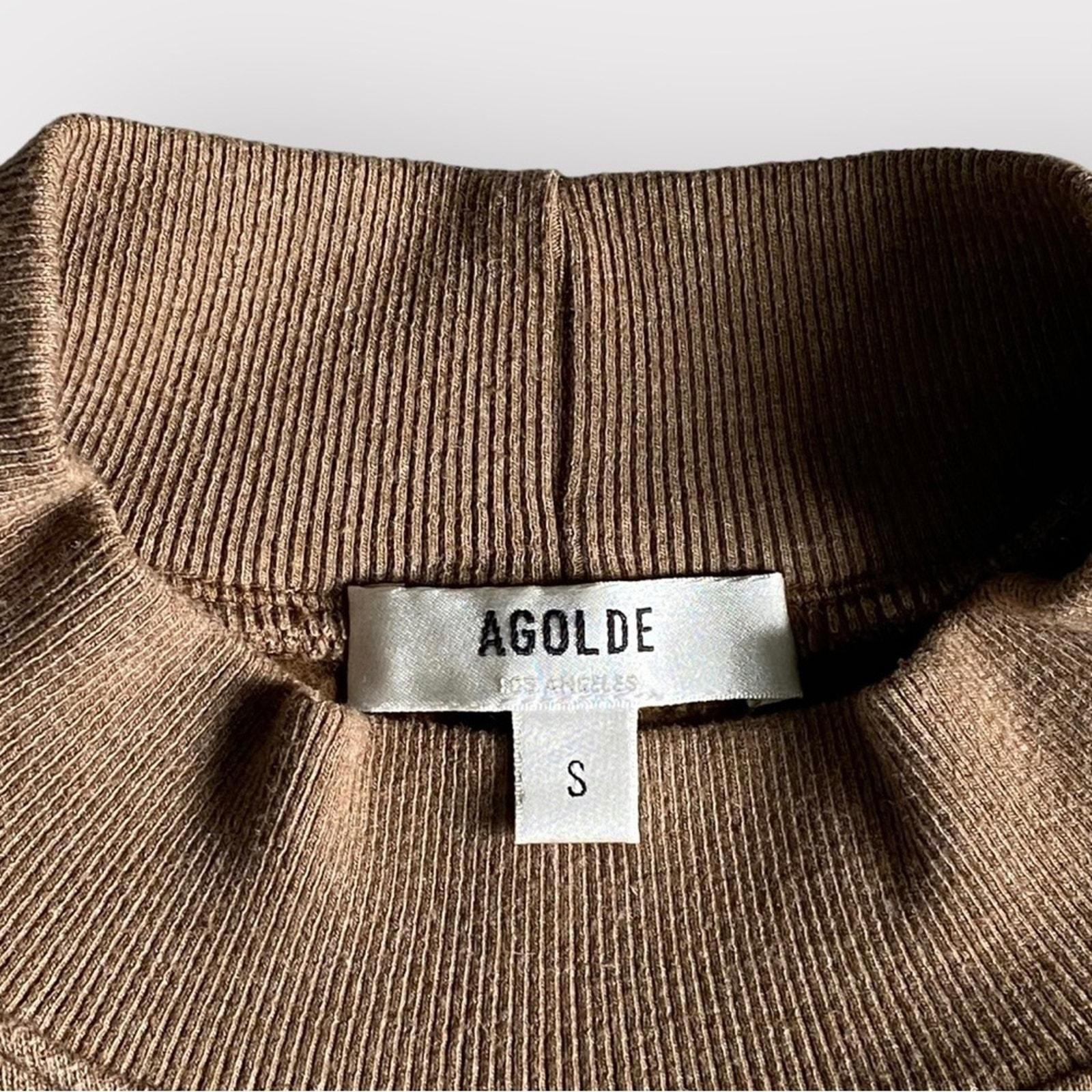 Agolde Tarron Mock Neck Sweatshirt in good Toffee Heather