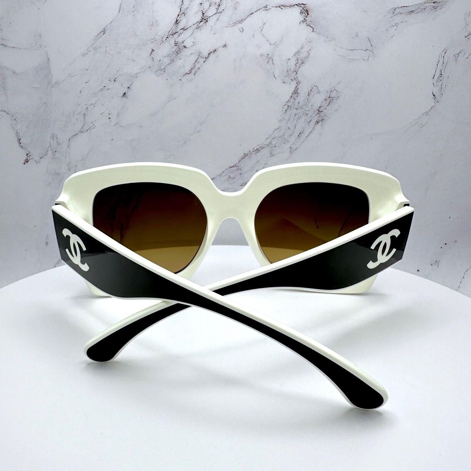 New Chanel Sunglasses Polarized Black White Square CC Logo