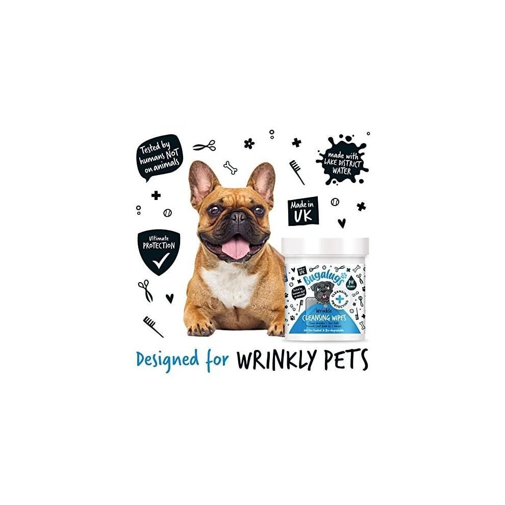 BUGALUGS Wrinkle Dog Wipes for Pawly Skin 100 Biodegradable Dog