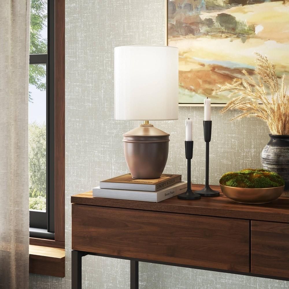 BID-PR25) 2 PACK - Mini Ceramic Table Lamp Dark Gray