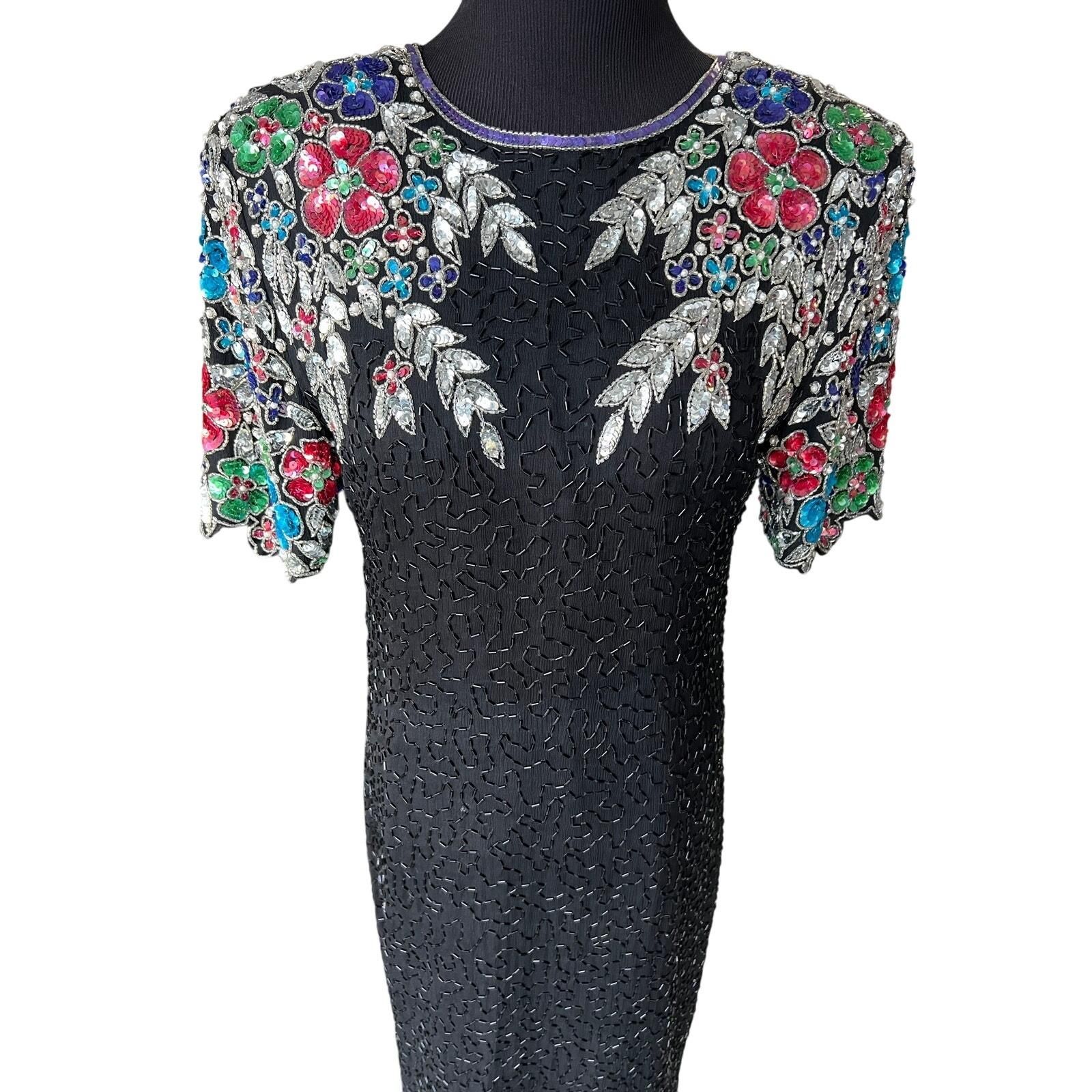 stenay beaded dress vintage Ava Presley 47043 Fully Beaded Prom Dress Multi Colors Sweetheart Neckline  Fitted Side Slit Floral Pattern Extended Train main image 1