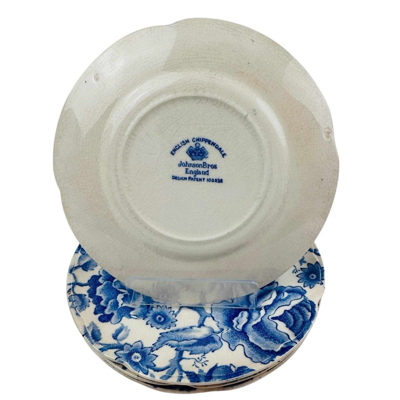 Johnson Bros England ENGLISH CHIPPENDALE Blue Bread Plate Set