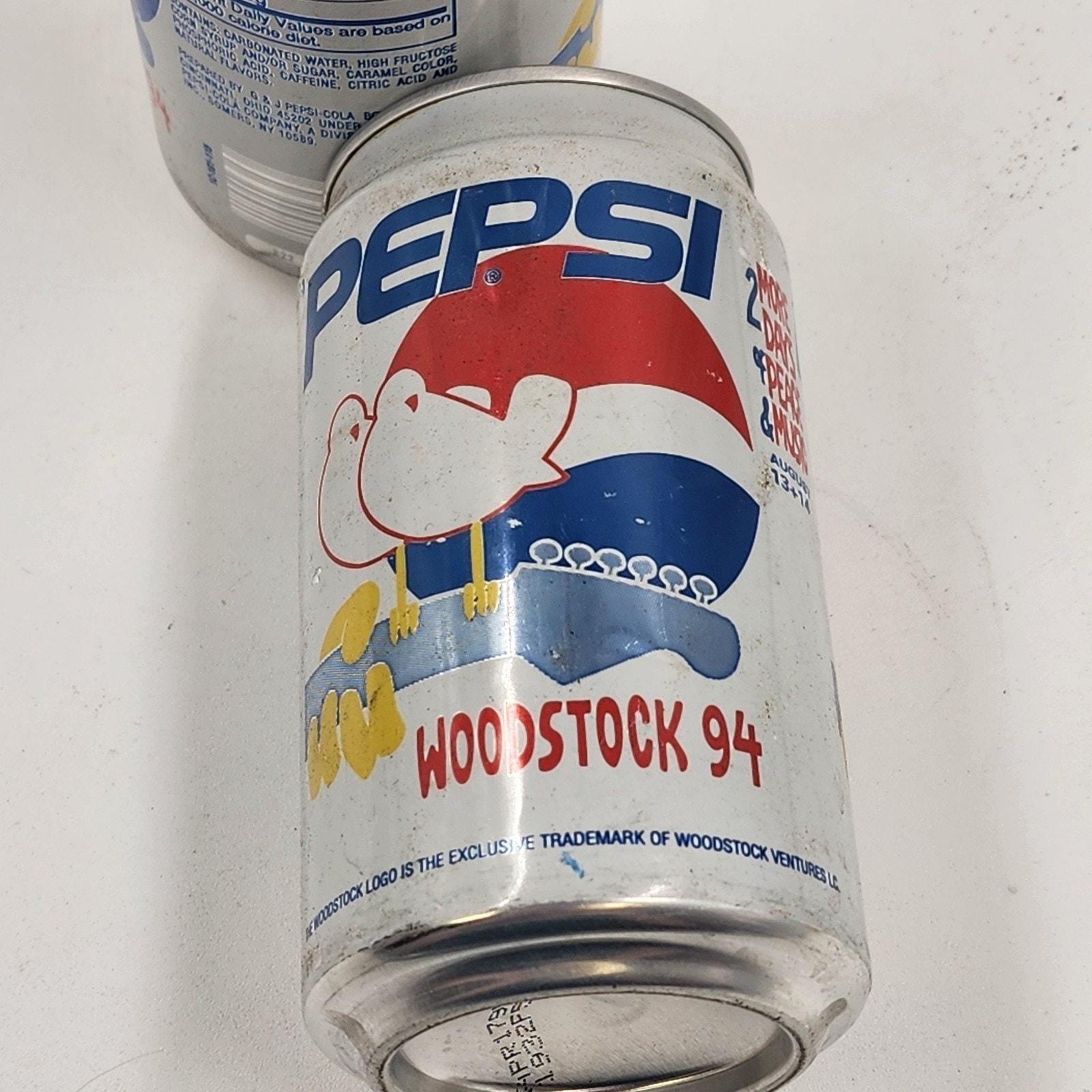 Set of 2 Pepsi Woodstock 94 Empty Cans 25 Year Commemorative