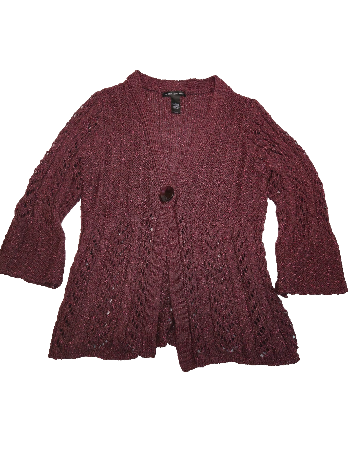 Elena Solano Womens Cardigan Heavy Airy Knit Single Button 3/4 Bell Sleeve  XL - pre-owned---excellent - Elena Solano · Whatnot: Shop, Sell, Connect