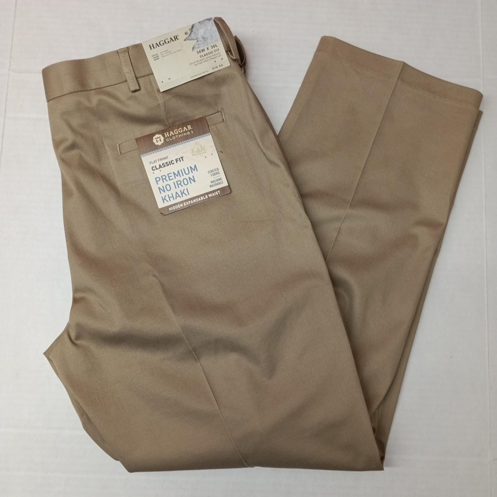 Men Dress Pants Men's Haggaru00ae Premium No-Iron Khaki Stretch