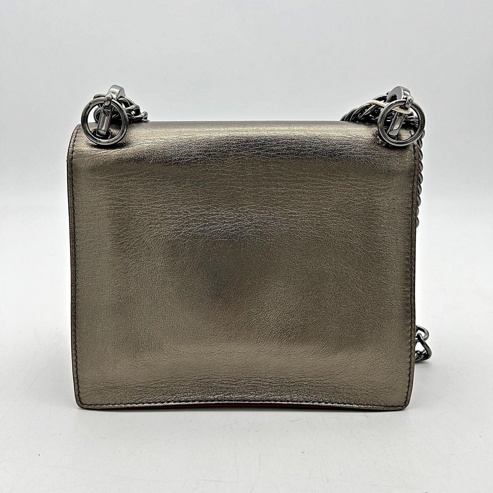 Fendi Metallic Leather Studded Mini Kan I Chain Shoulder Bag