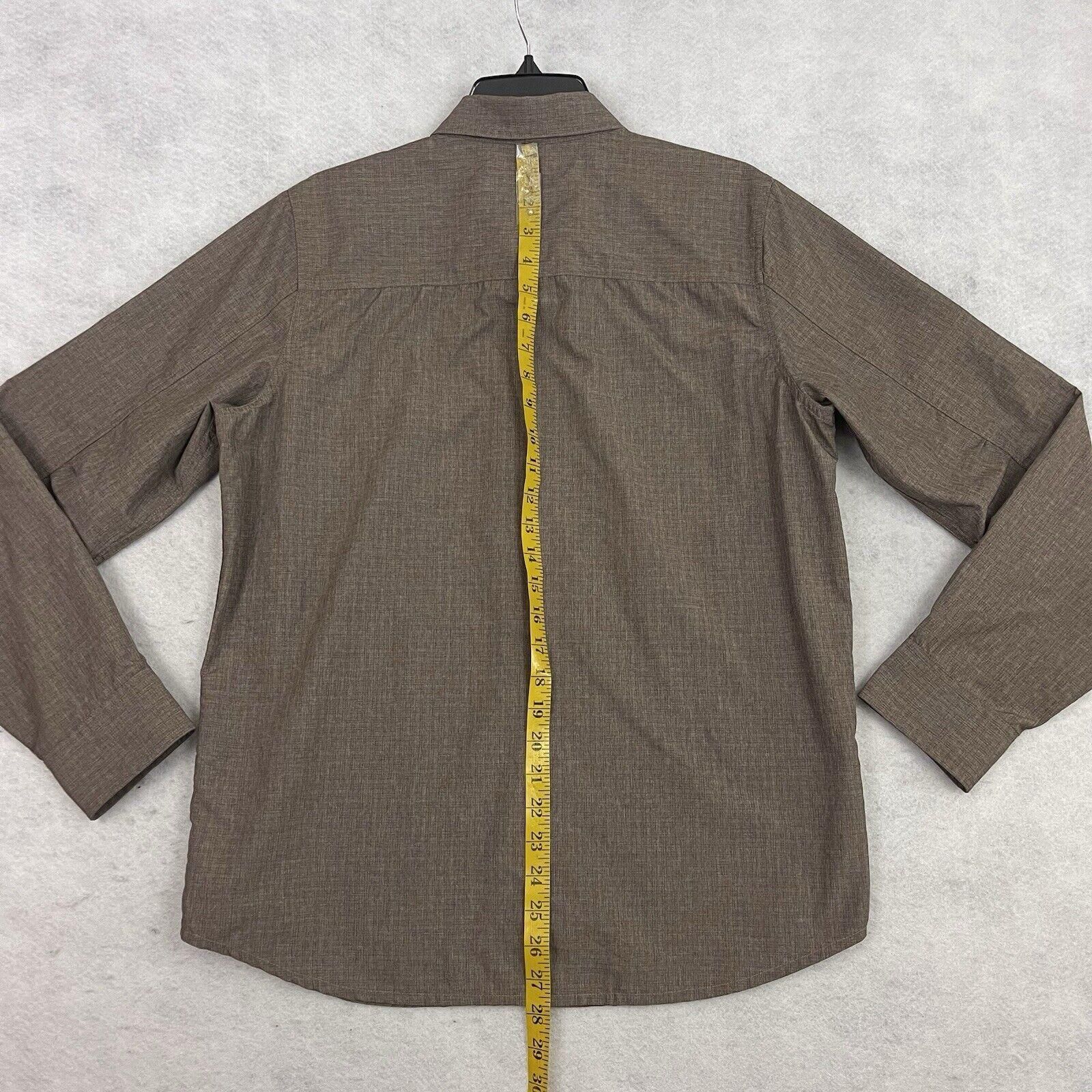 PRANA Mens Ascension Long Sleeve Button Shirt Brown Performance