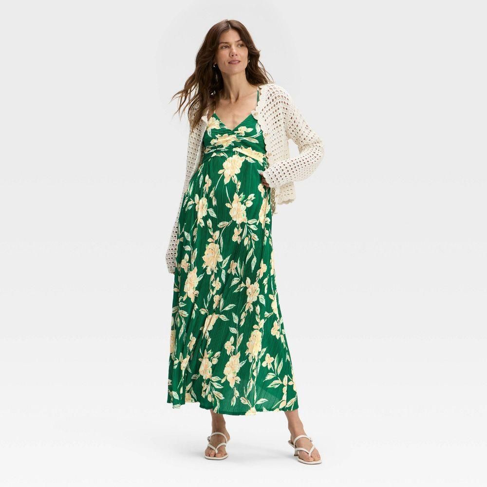 New with Tags - Size M - Women's Pleated Maxi Dress - A New Day Green Floral  M  Whatnot: Shop, Sell, Connect