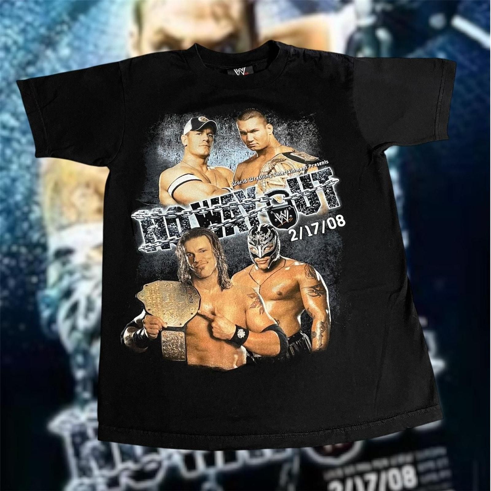 Vintage 2008 WWE No Way Out John Cena Randy Orton Wrestling Tee