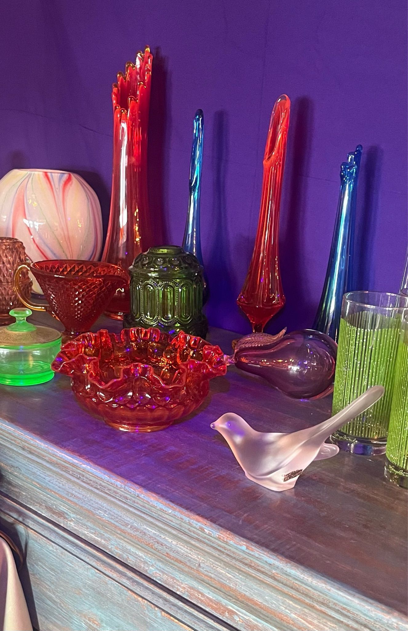 Whatnot Vintage glass show fairy lamps swung vases Livestream by