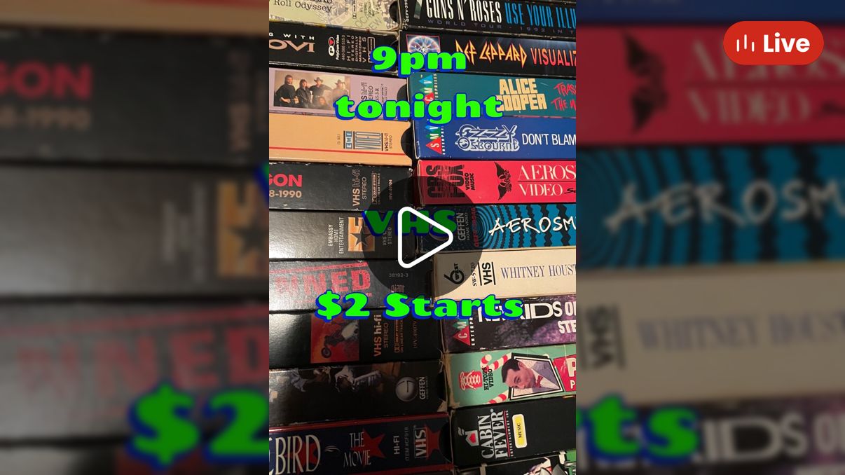 Whatnot - VHS pop up show. Music, 80’s, general. $2 starts Livestream ...