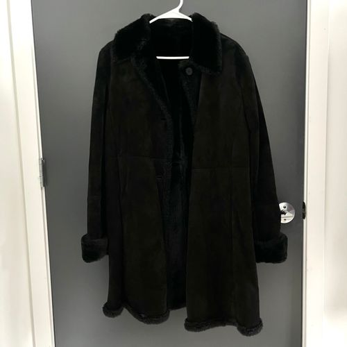 Suede fur trim coat | Whatnot