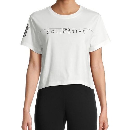 Womens PSK Collective Logo Crop Tee in White NWT