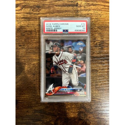 2018 Topps Chrome OZZIE ALBIES #72 RC Rookie PSA 10 White Jersey