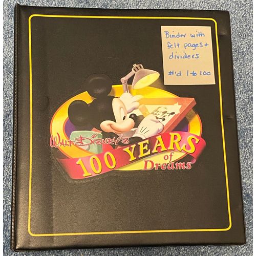 Disney 100 Years of Dreams pin binder with felt pages and dividers