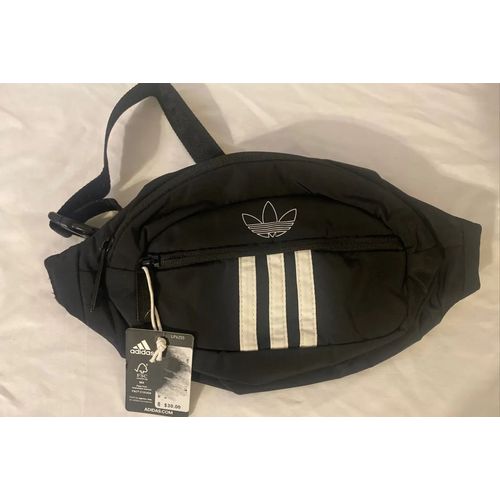 NWT Adidas Originals National 3 Stripes Unisex Waist Bag Fanny Pack Black  White