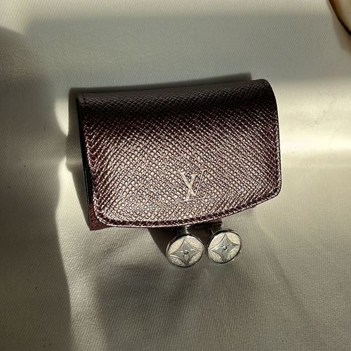 Louis Vuitton Logo Flower Cufflink with Case Cufflinks Metal and Taiga  Leather Silver 145429402