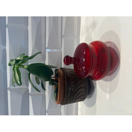 Toscanvetro Red Lidded Candy/Trinket Jar Italy- Glows