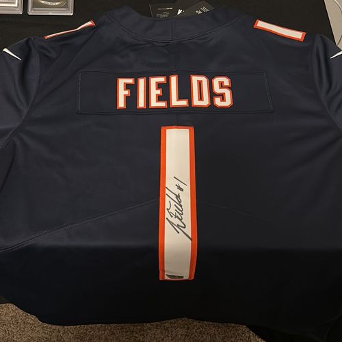 Justin Fields Navy Chicago Bears Autographed Nike Limited Jersey