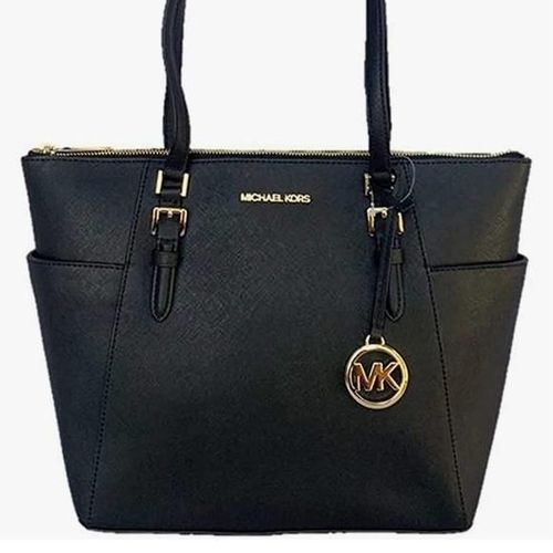 Michael Kors Charlotte Top Zip Tote Shoulder Bag Luggage Saffiano Leather