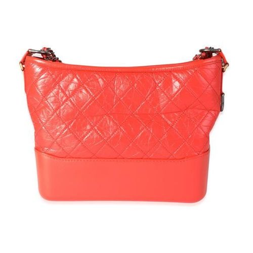 Chanel Orange Quilted Aged Calfskin Large Gabrielle Hobo