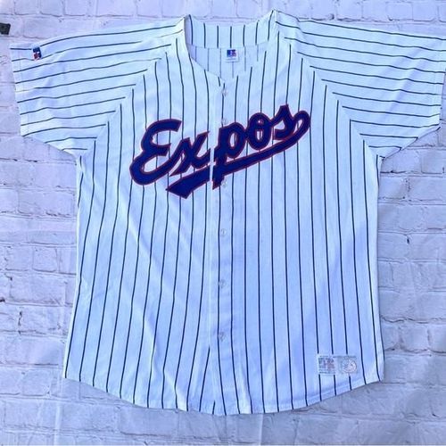 VINTAGE RUSSEL ATHLETIC MLB MONTREAL EXPOS WHITE STRIPPED JERSEY