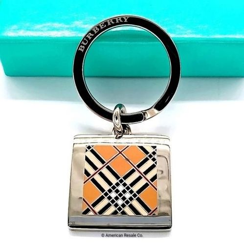Vintage Burberry Nova Check Plaid Tan Square Key Fob Keychain Men's
