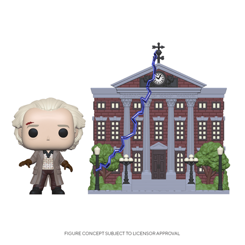 funko pop doc with clock tower
