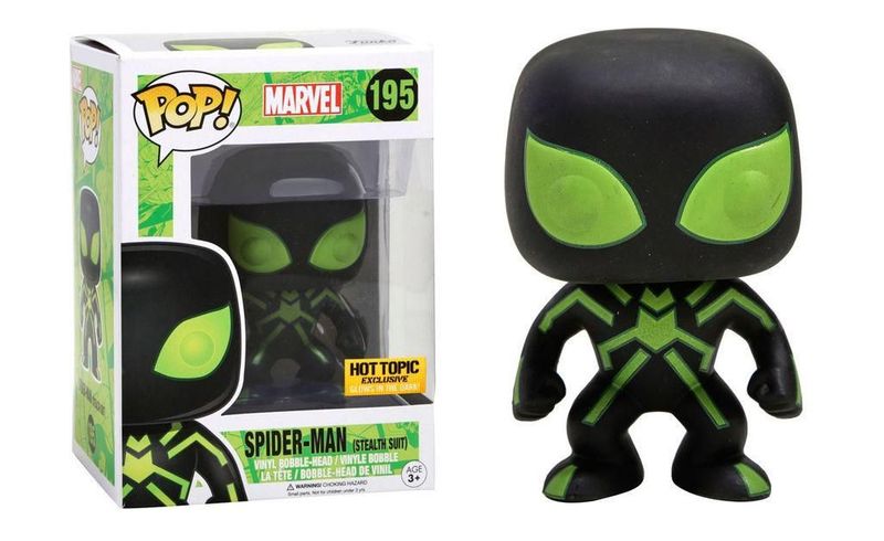 funko pop black suit spider man glow in the dark