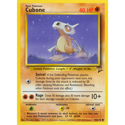 Cubone Base Set 2 EX 70/130 Pokemon Card