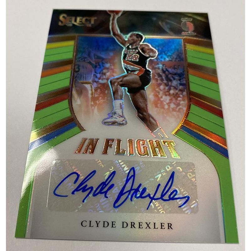 Clyde Drexler - 2020 Panini Select In Flight Autograph (Neon Green)