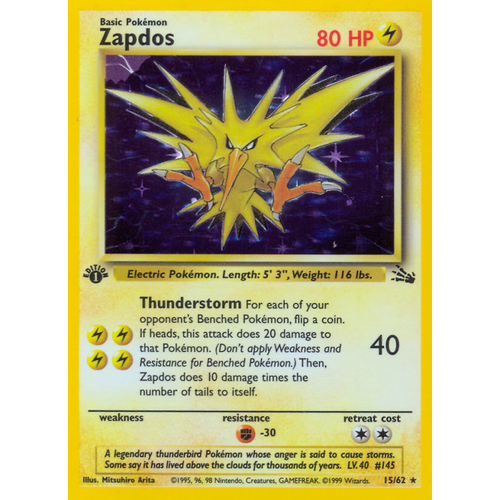 Verified Zapdos Fossil Holo Pokemon Cards Whatnot