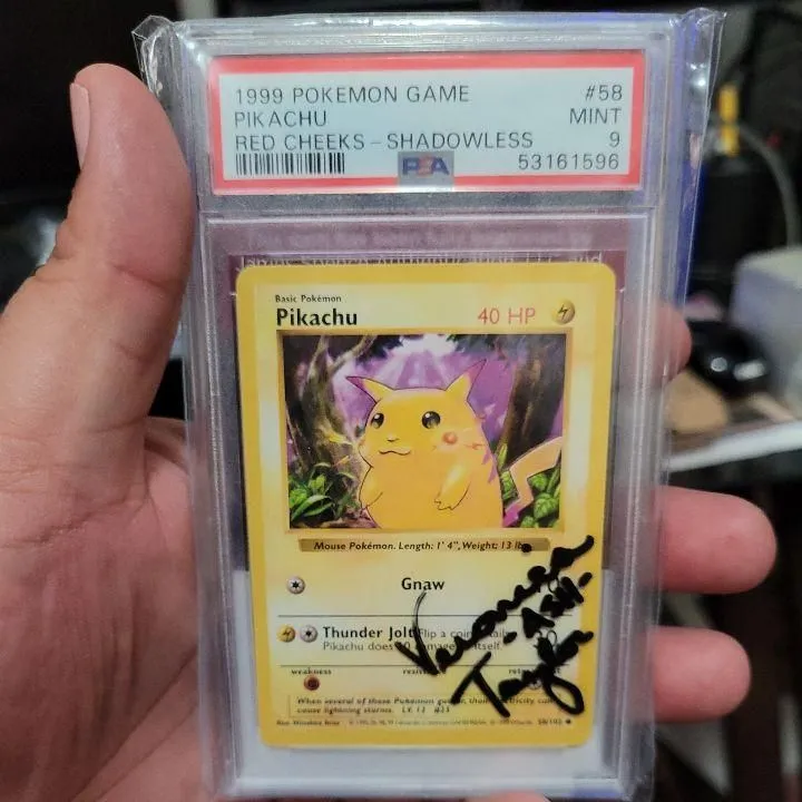 Pikachu Red Cheeks Shadowless PsA 9 Signed by Veronica Taylor.  Whatnot:  Shop, Sell, Connect