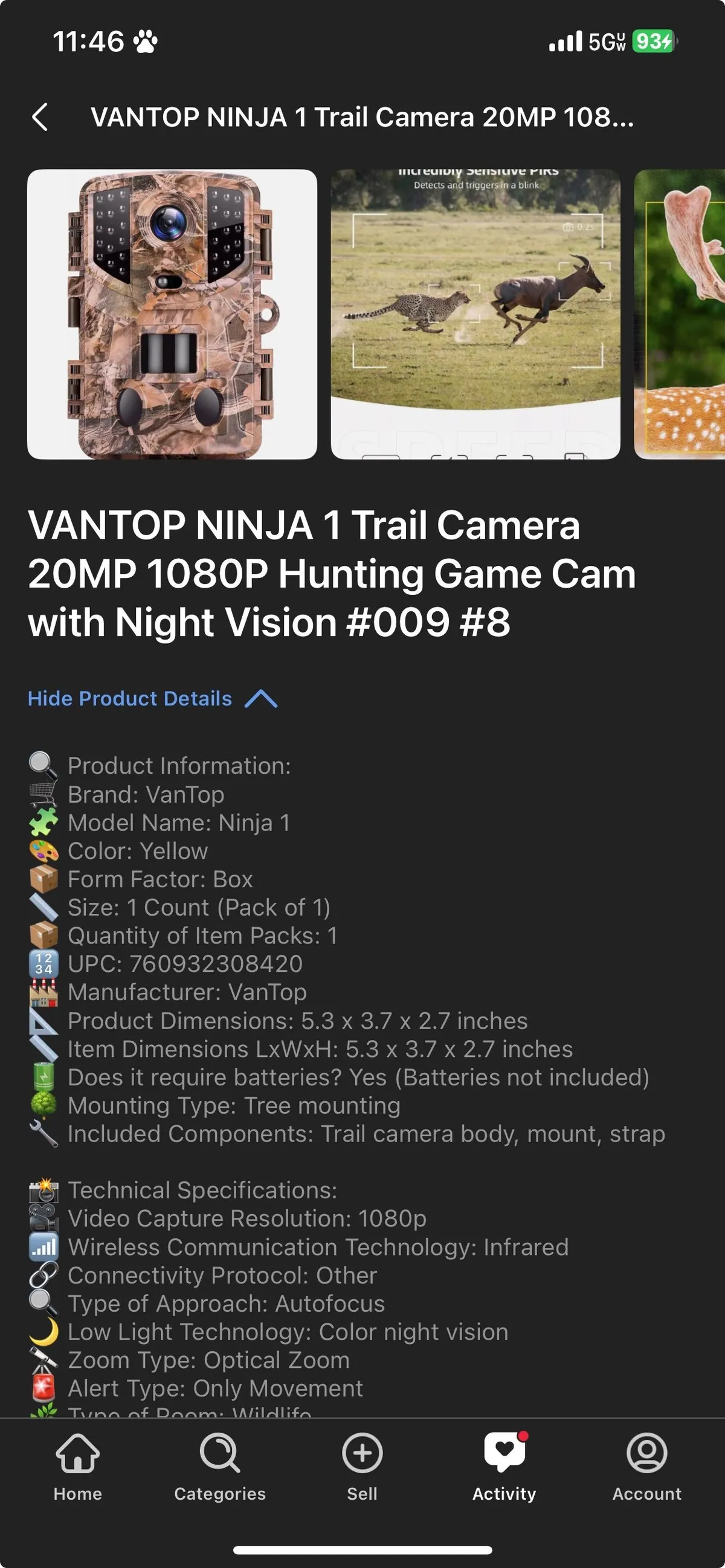 Trail Camera Vantoo Ninja #1 · Whatnot: Shop, Sell, Connect