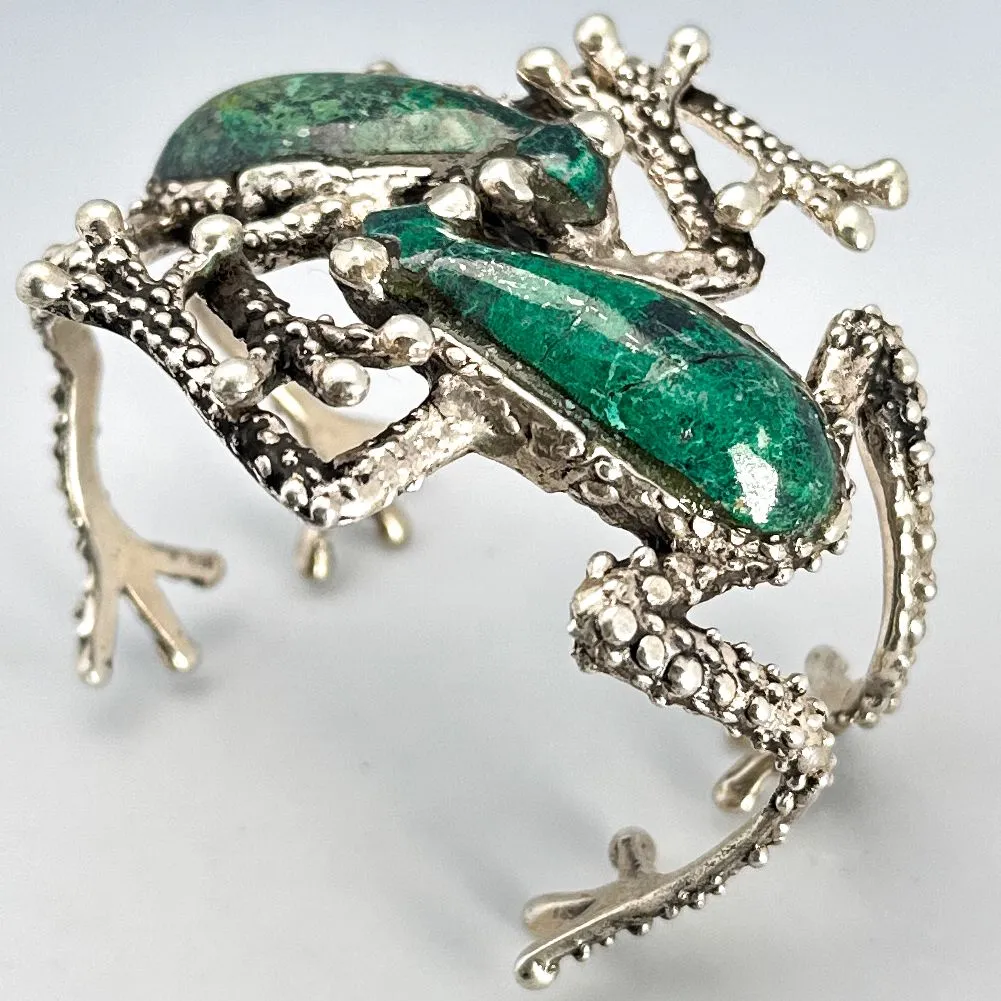 Manuel Porcayo Frog Sterling Silver Turquoise Bracelet