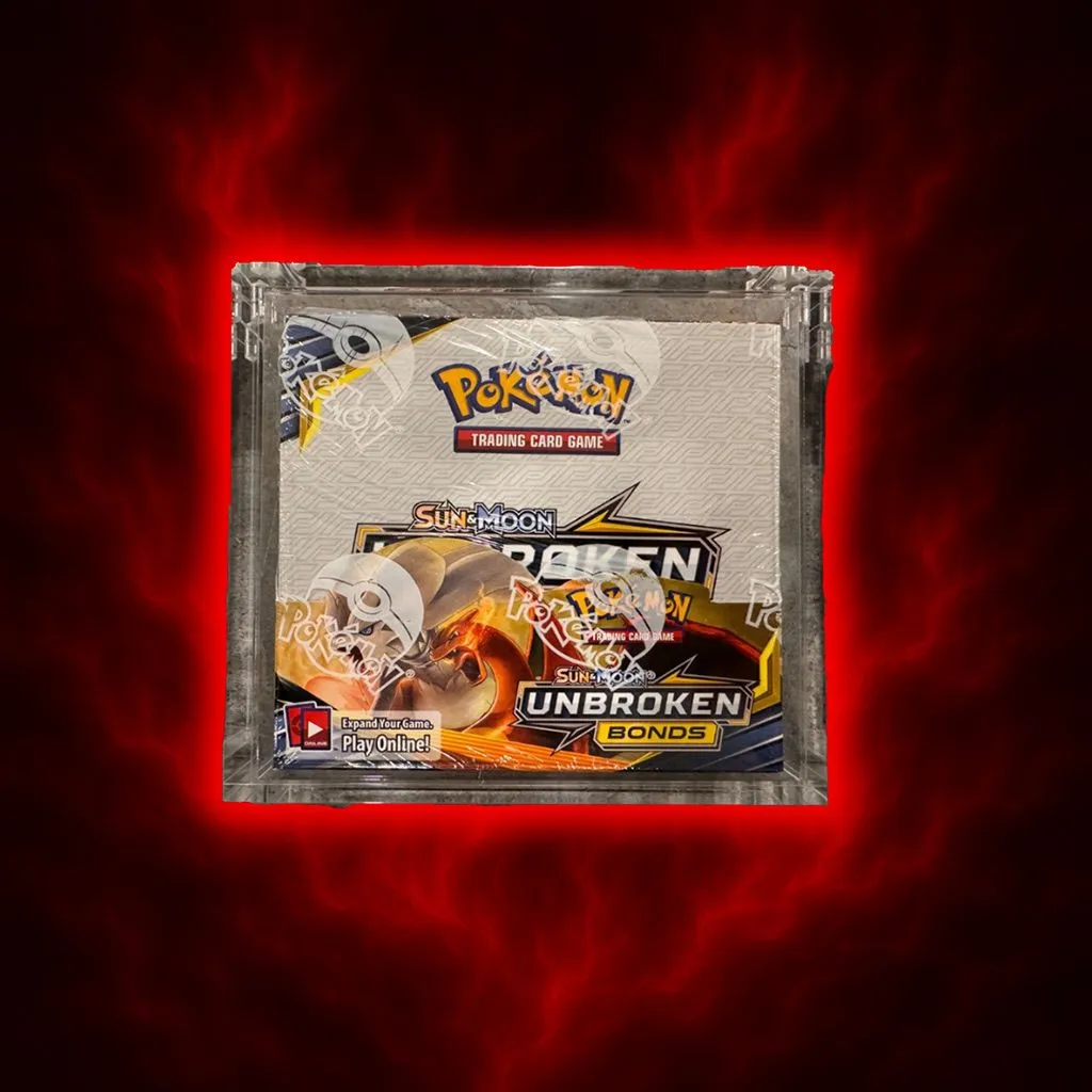Sun & Moon UNBROKEN BONDS Booster Box w/ Acrylic Case *MINT*  Whatnot:  Shop, Sell, Connect