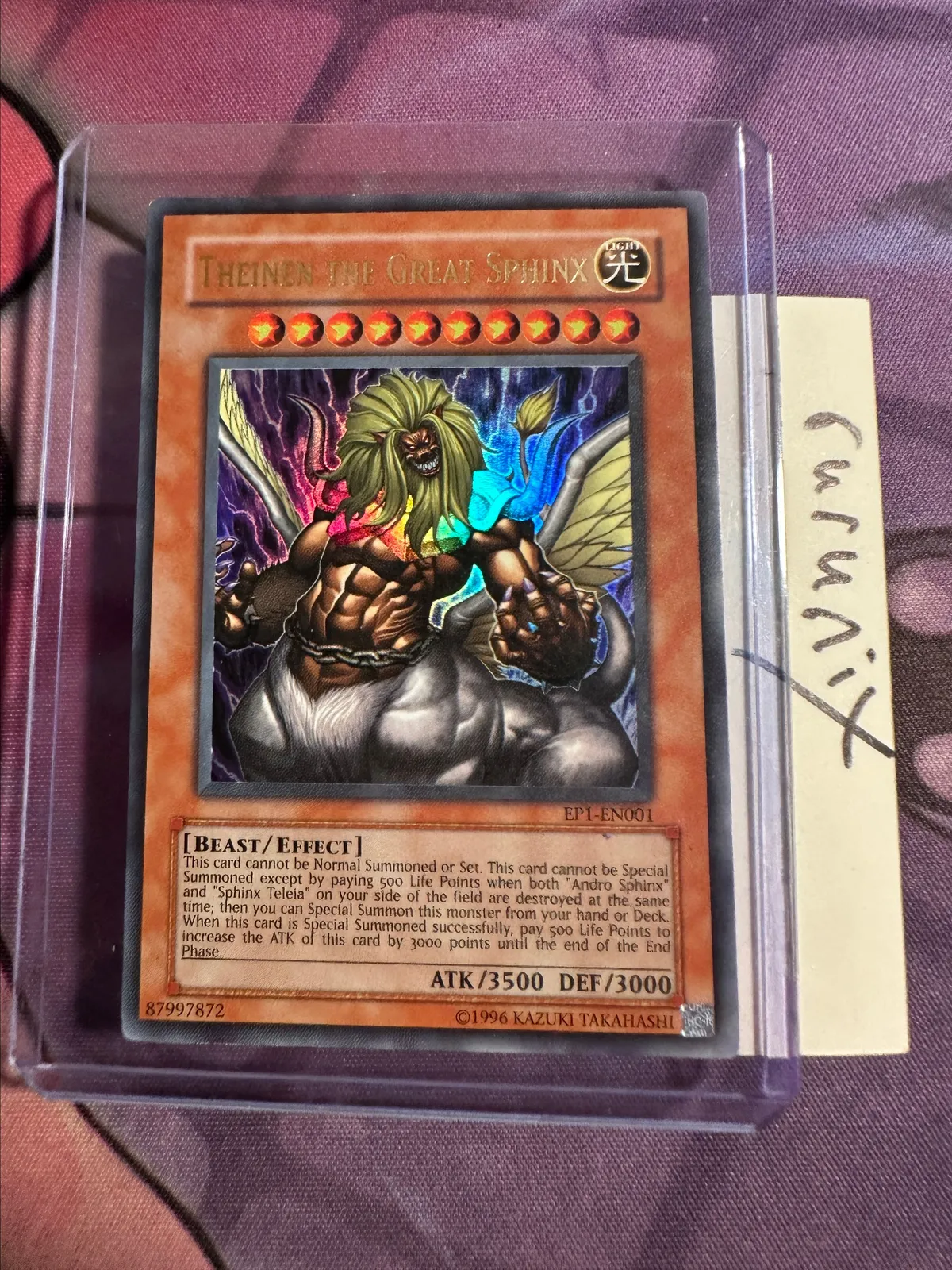 Yugioh Theinen the Great Sphinx EP1-EN001 Vintage Ultra Rare Yu-Gi-Oh!  Movie Exclusive Pack (EP1)  Whatnot: Shop, Sell, Connect