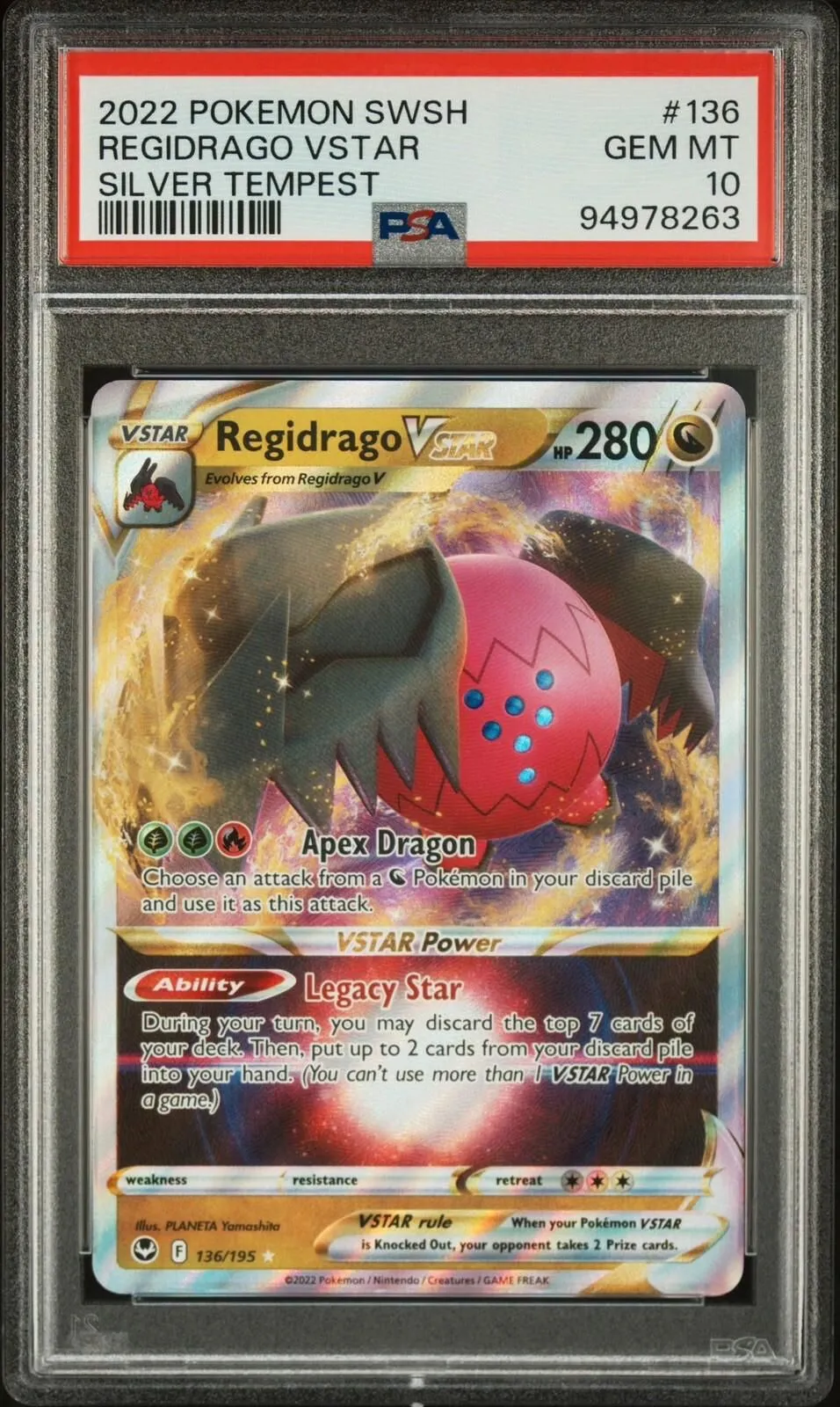 PSA 10 GEM MINT Regidrago Vstar 136/195 Silver Tempest HOLO Rare Pokemon  Card  Whatnot: Shop, Sell, Connect