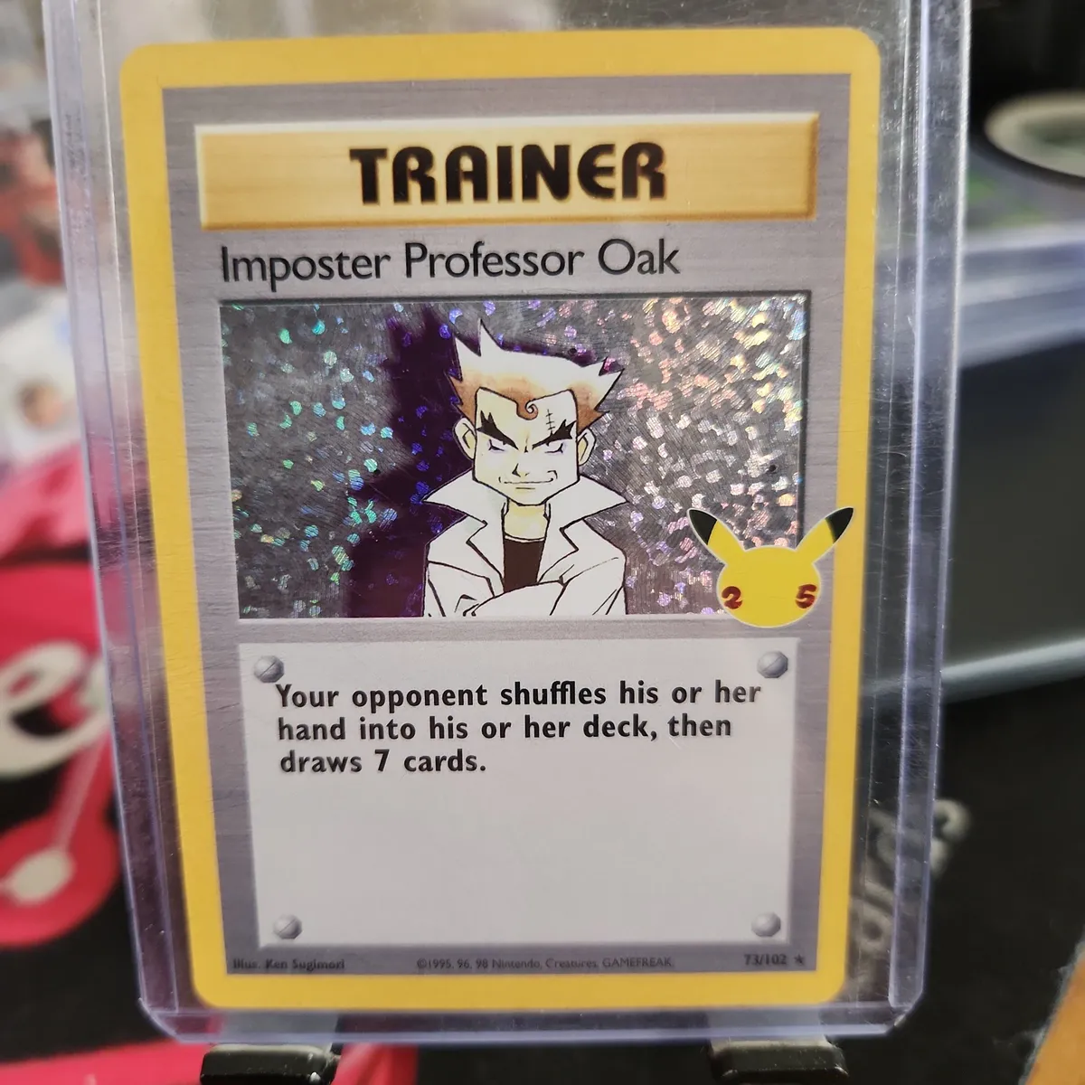 pokemon professor oak card Pokemon TCG Imposter Professor Oak Celebrations Holographic Trainer Ca –  Pfaltzcraftsmore main image 1