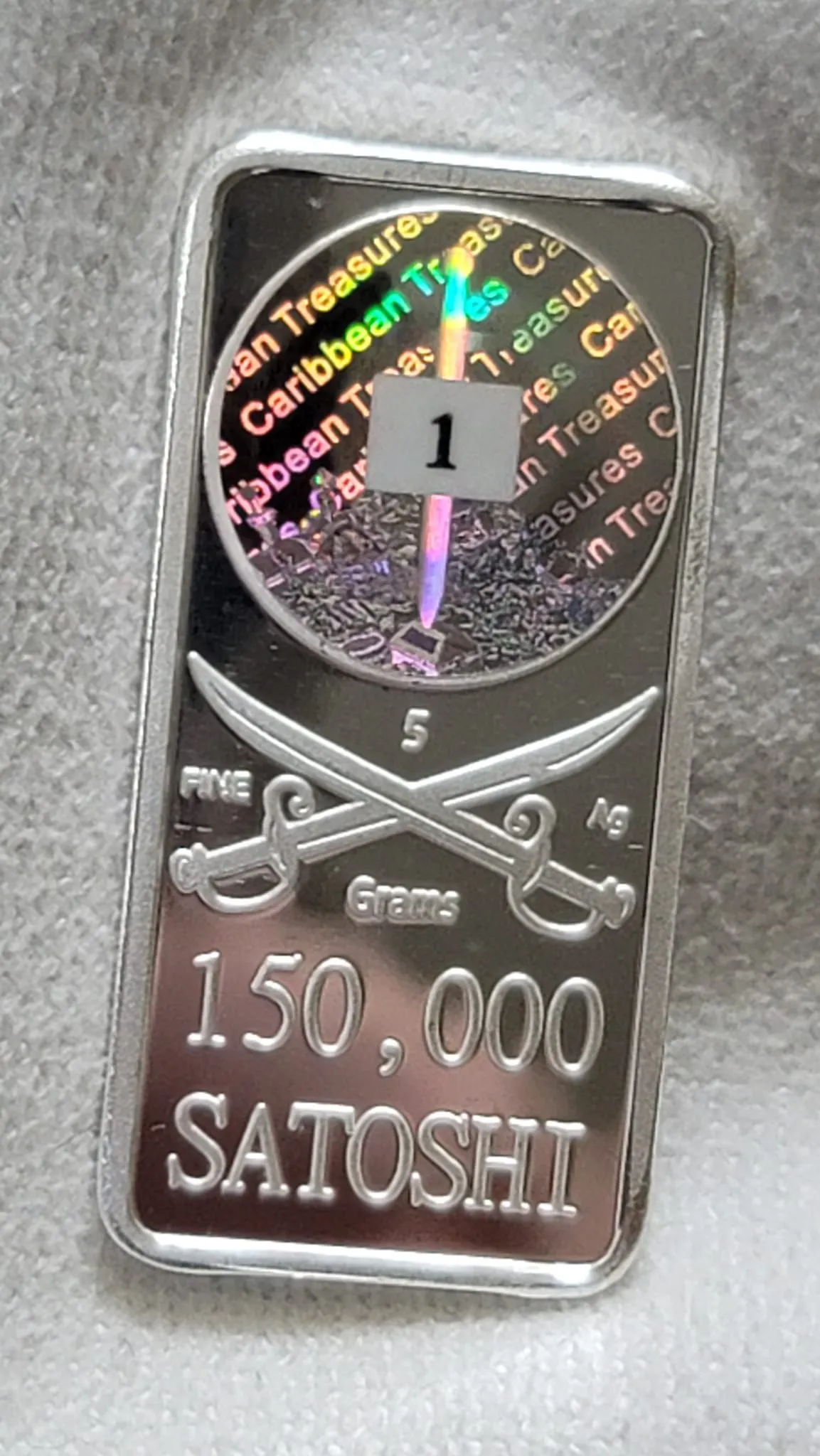 2023 CT 5 gram Silver Cold Storage Bar Physical Bitcoin 