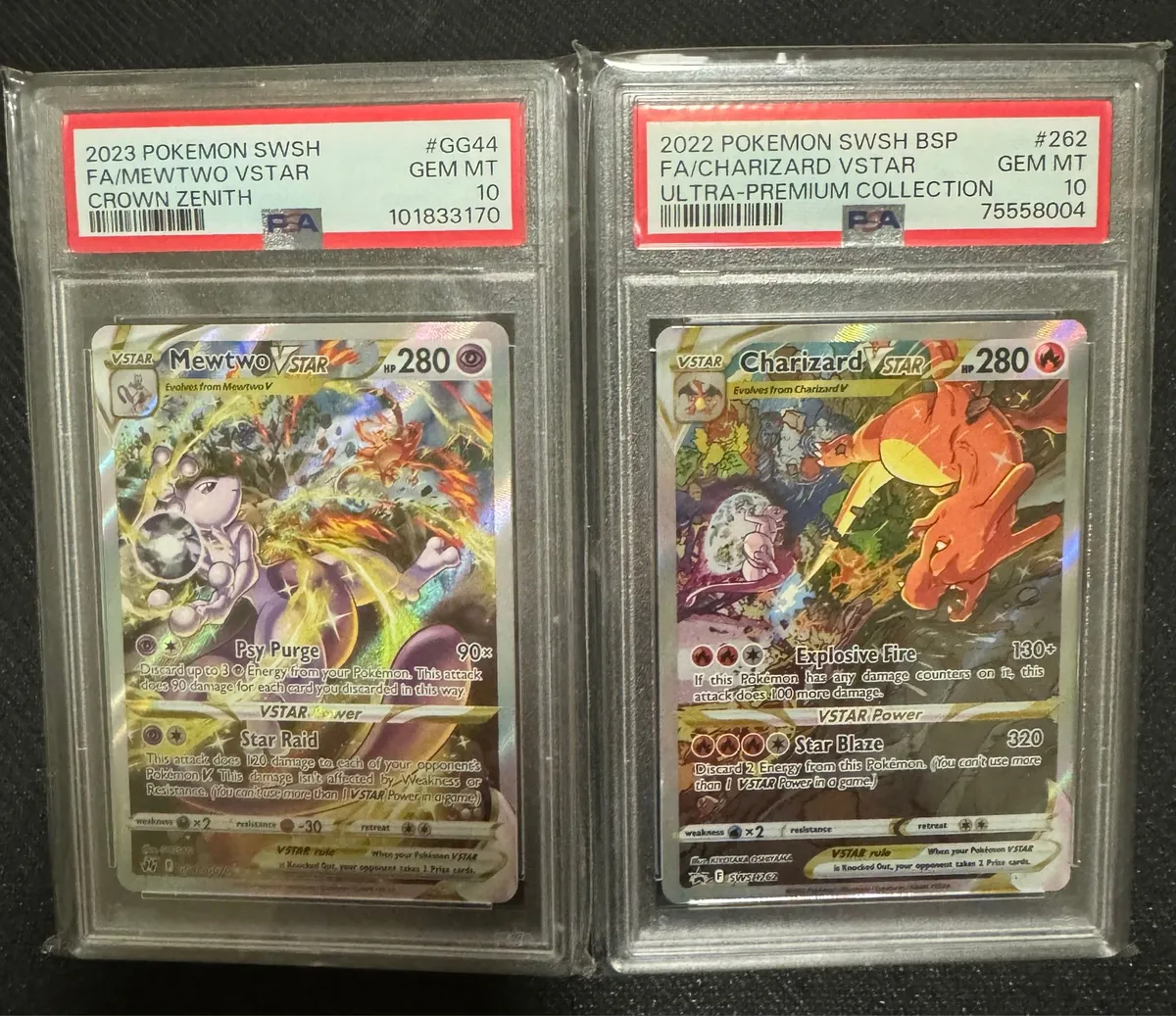 charizard and mewtwo pokemon card Mewtwo/Charizard GX Promo Horror Cards Placeholder Image Provided Mewtwo Vs Charizard VSTAR |